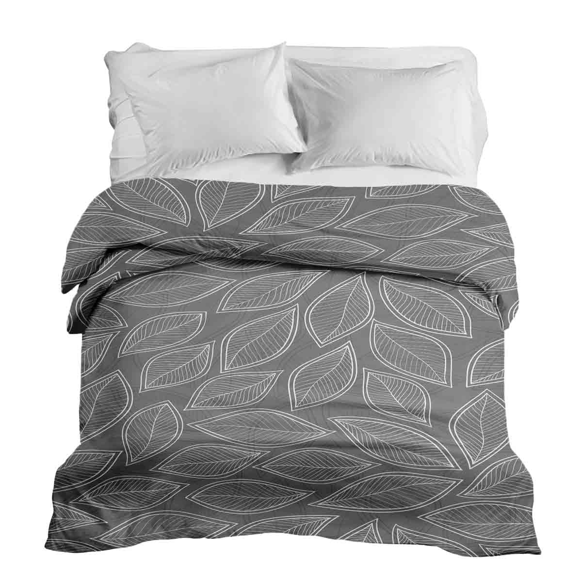 Original therapy blanket - cotton cover gray with white palm leaves