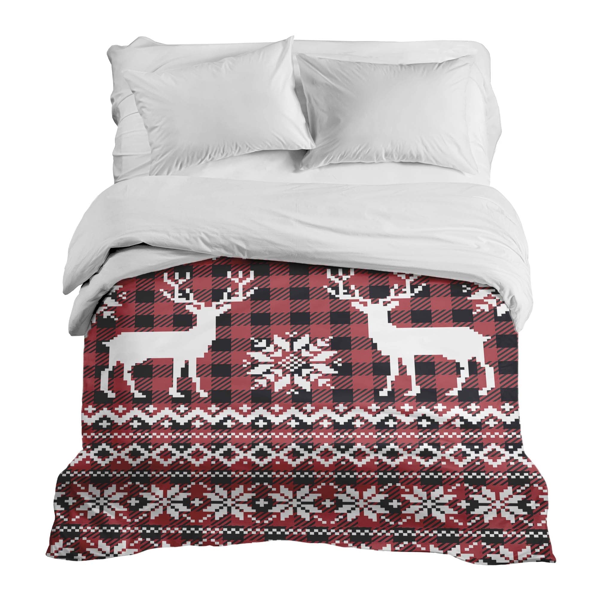 Coperta terapeutica originale - Rivestimento in cotone a quadri con renna