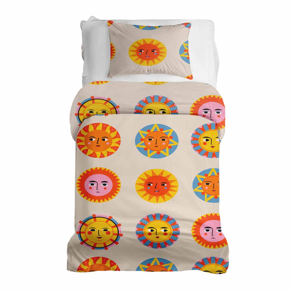 Set di biancheria da letto beige con coperta terapeutica e sole