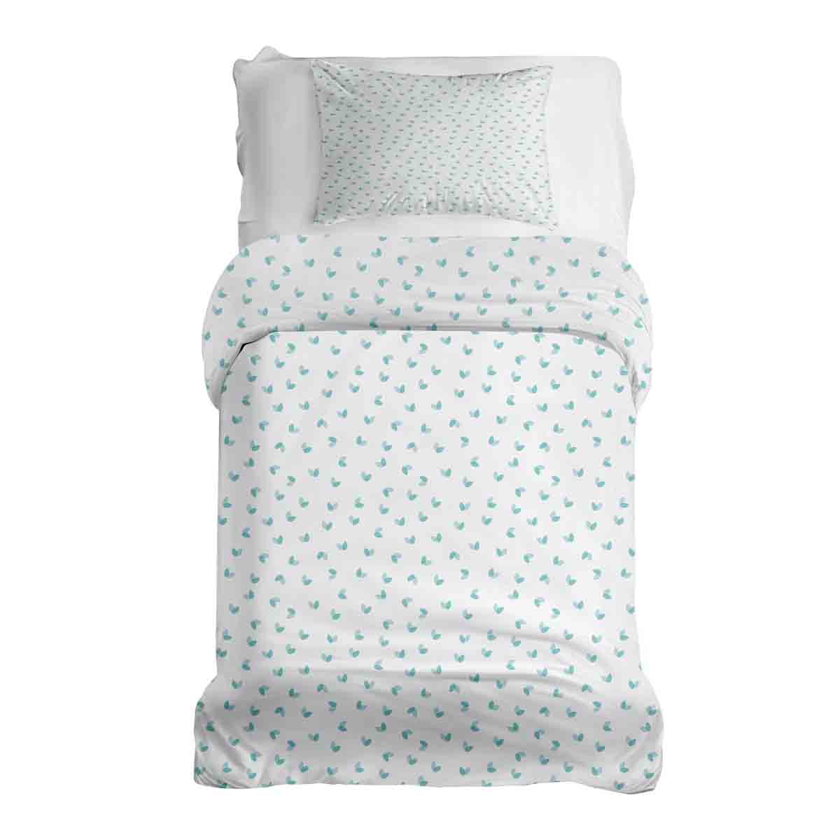 Therapy blankets bedding set white with blue hearts