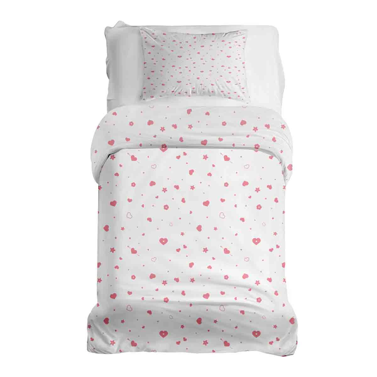 Set di biancheria da letto con coperte terapeutiche rosa con cuori e fiori