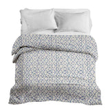 Original therapy blanket - cotton cover white with delicate blue shapes