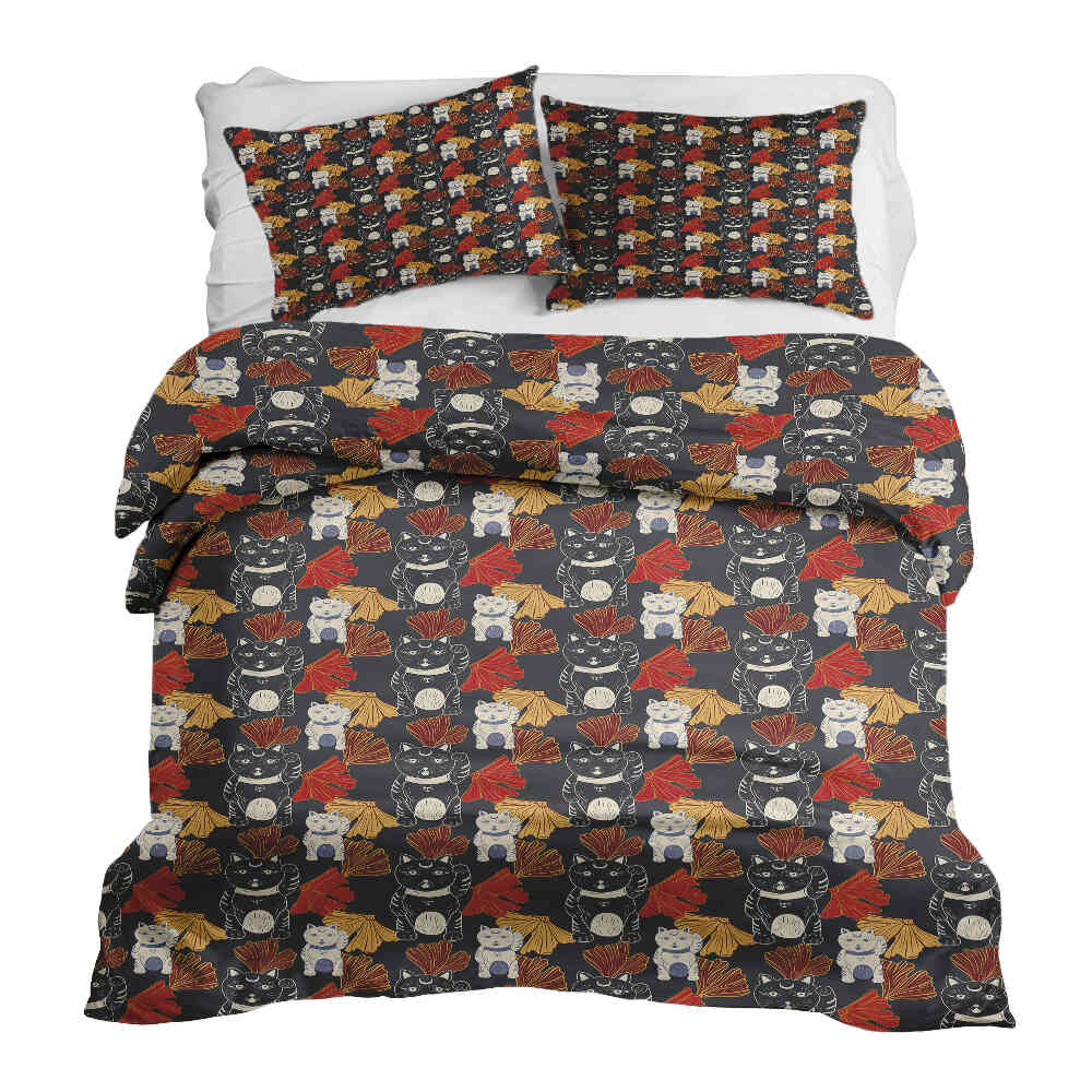 Therapy blankets bedding set waving cat