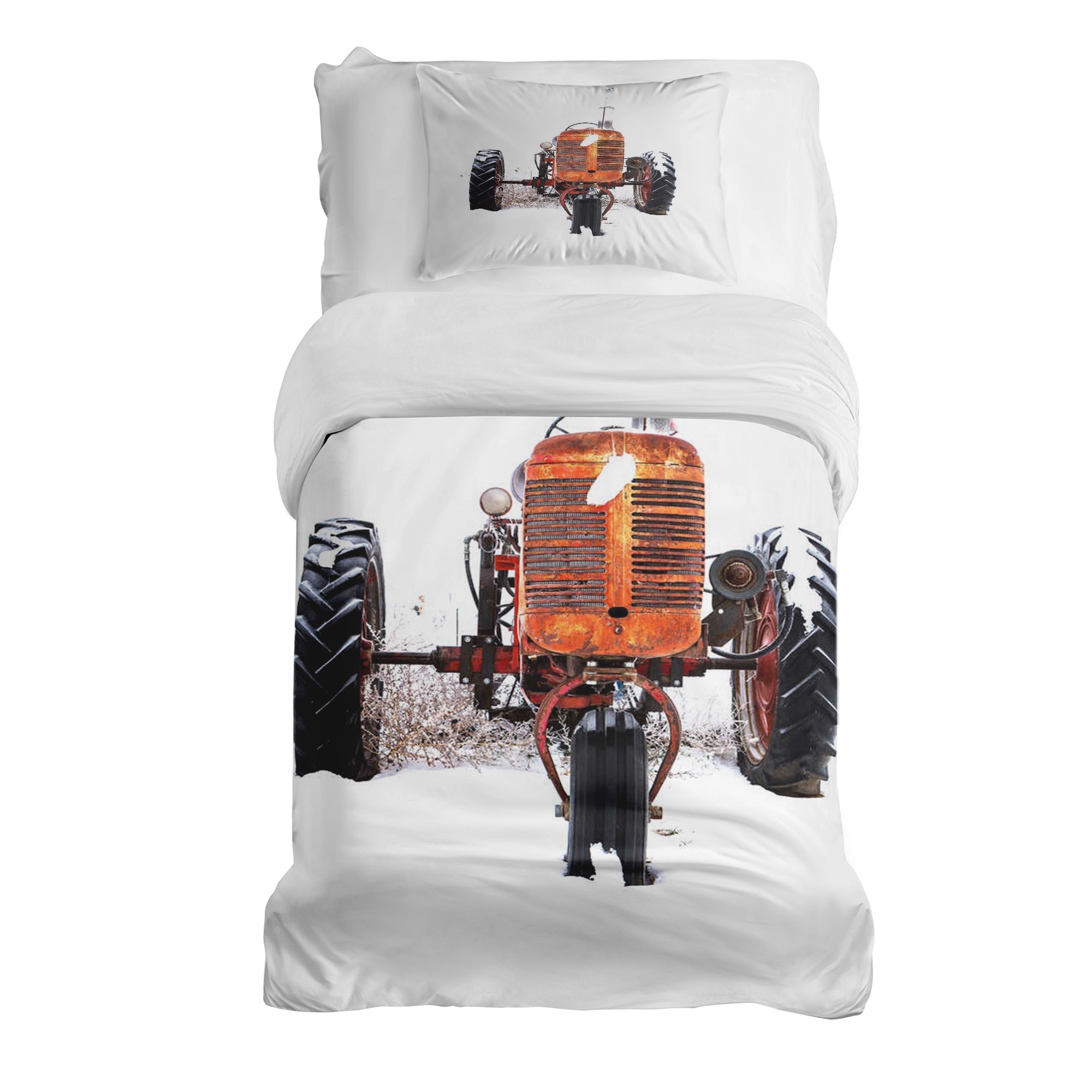 Juego de ropa de cama con manta terapéutica tractor en naranja