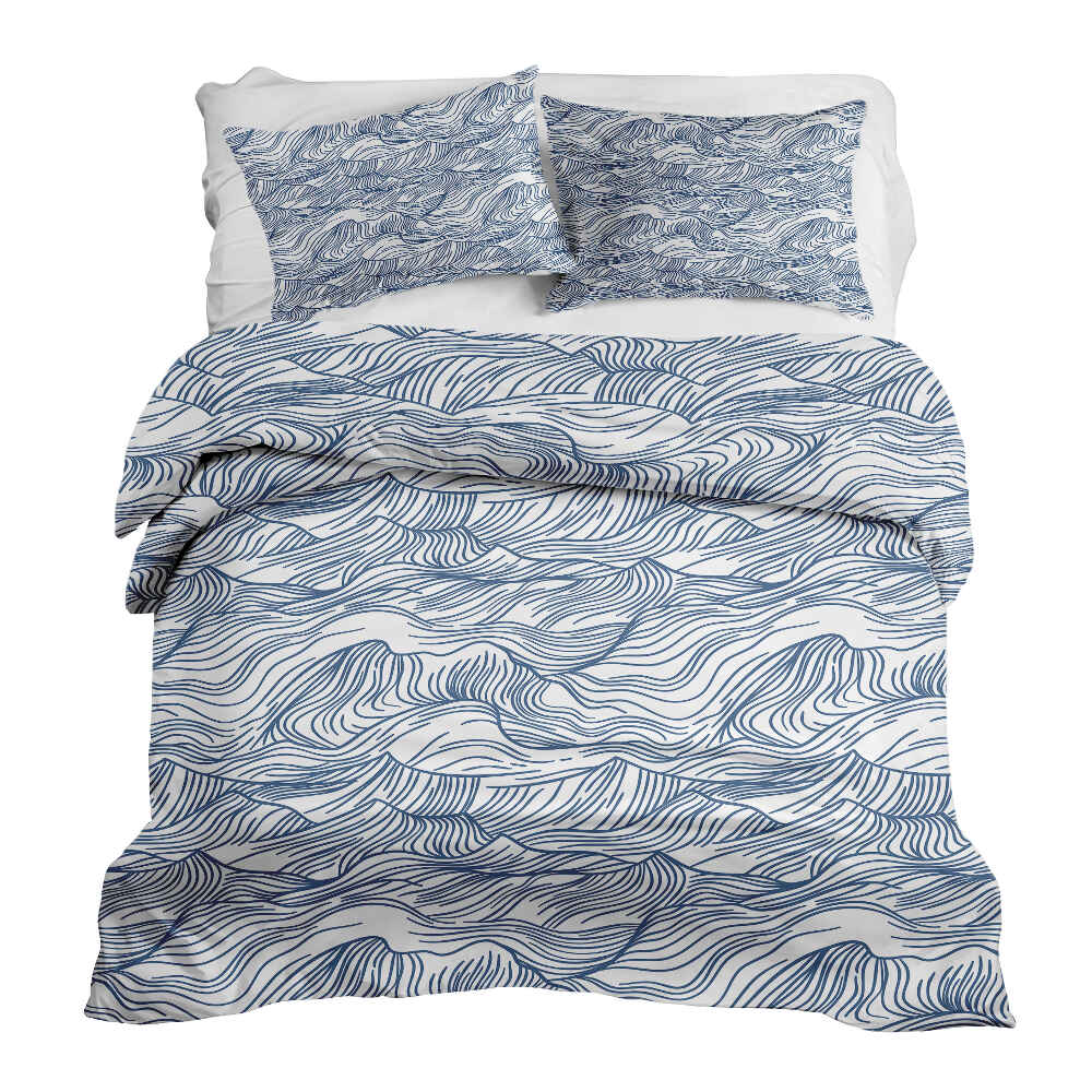 Therapy blankets bedding set waves in blue