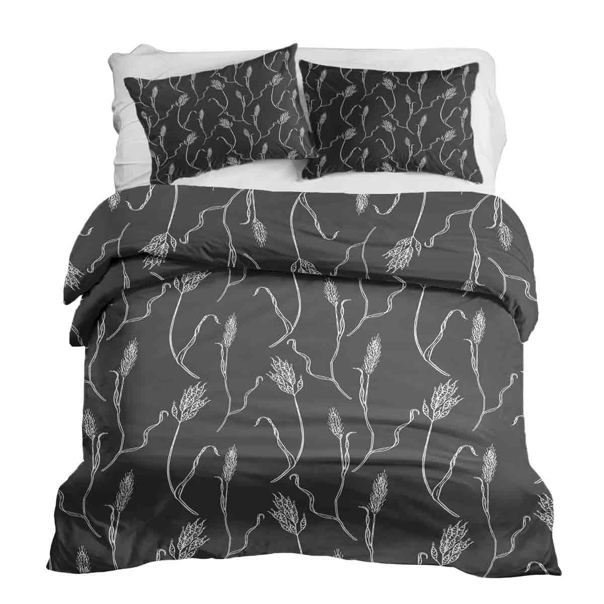 Therapy blankets bedding set dark gray with white branches