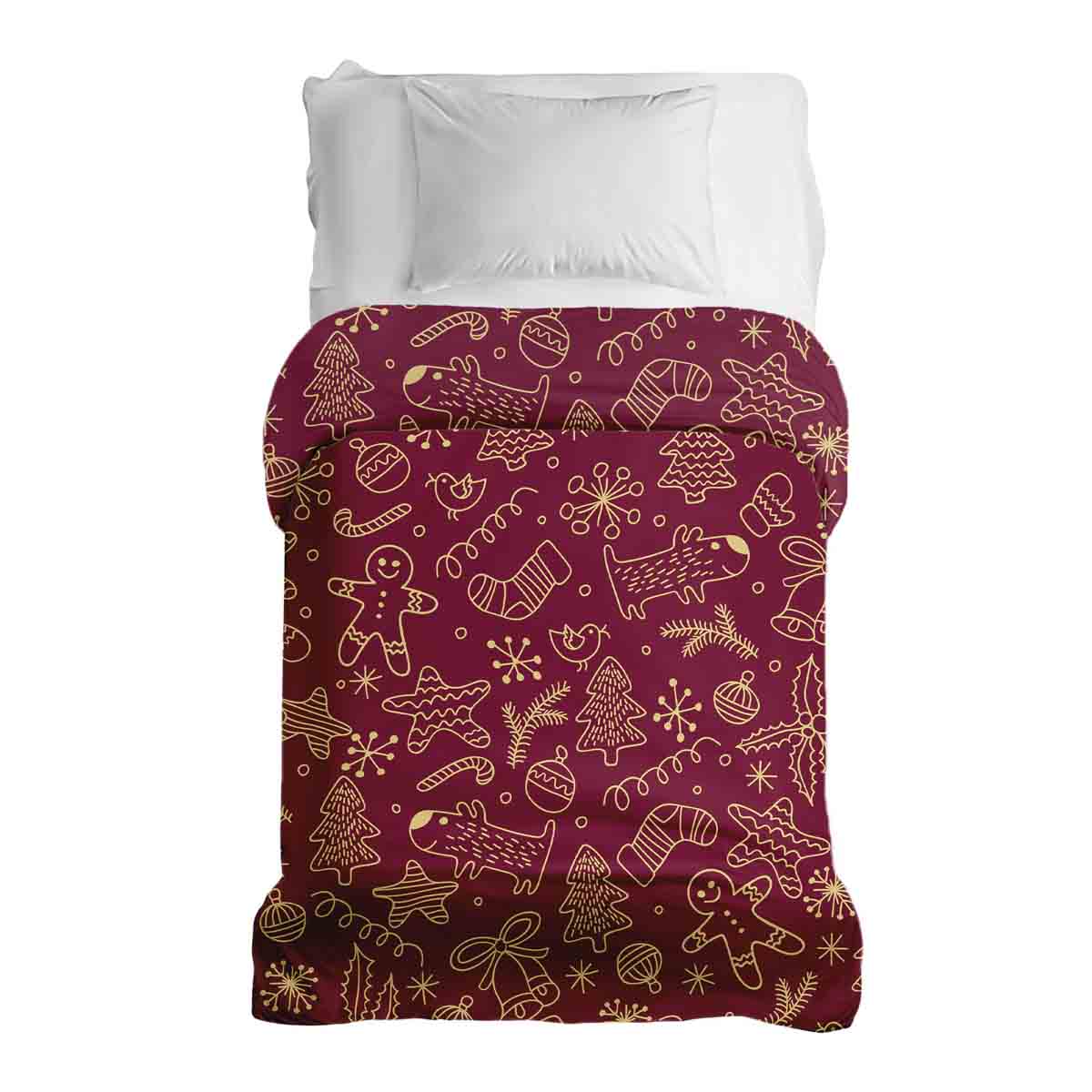 Couverture thérapeutique originale - Housse en coton rouge avec motifs de Noël amusants