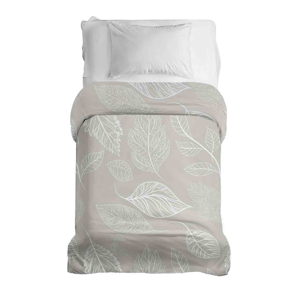 Manta terapéutica original - Funda de algodón beige con hojas claras