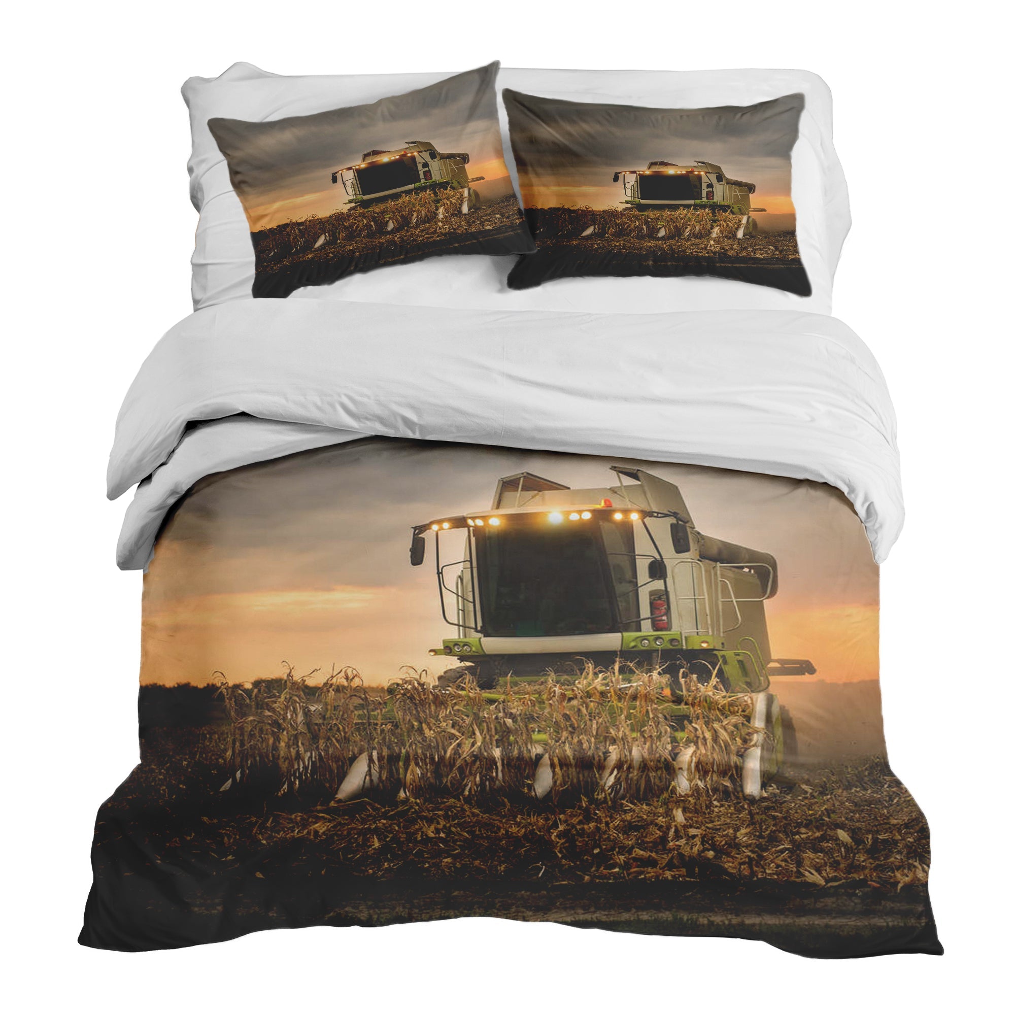 Therapy blankets bedding set brown threshing machine