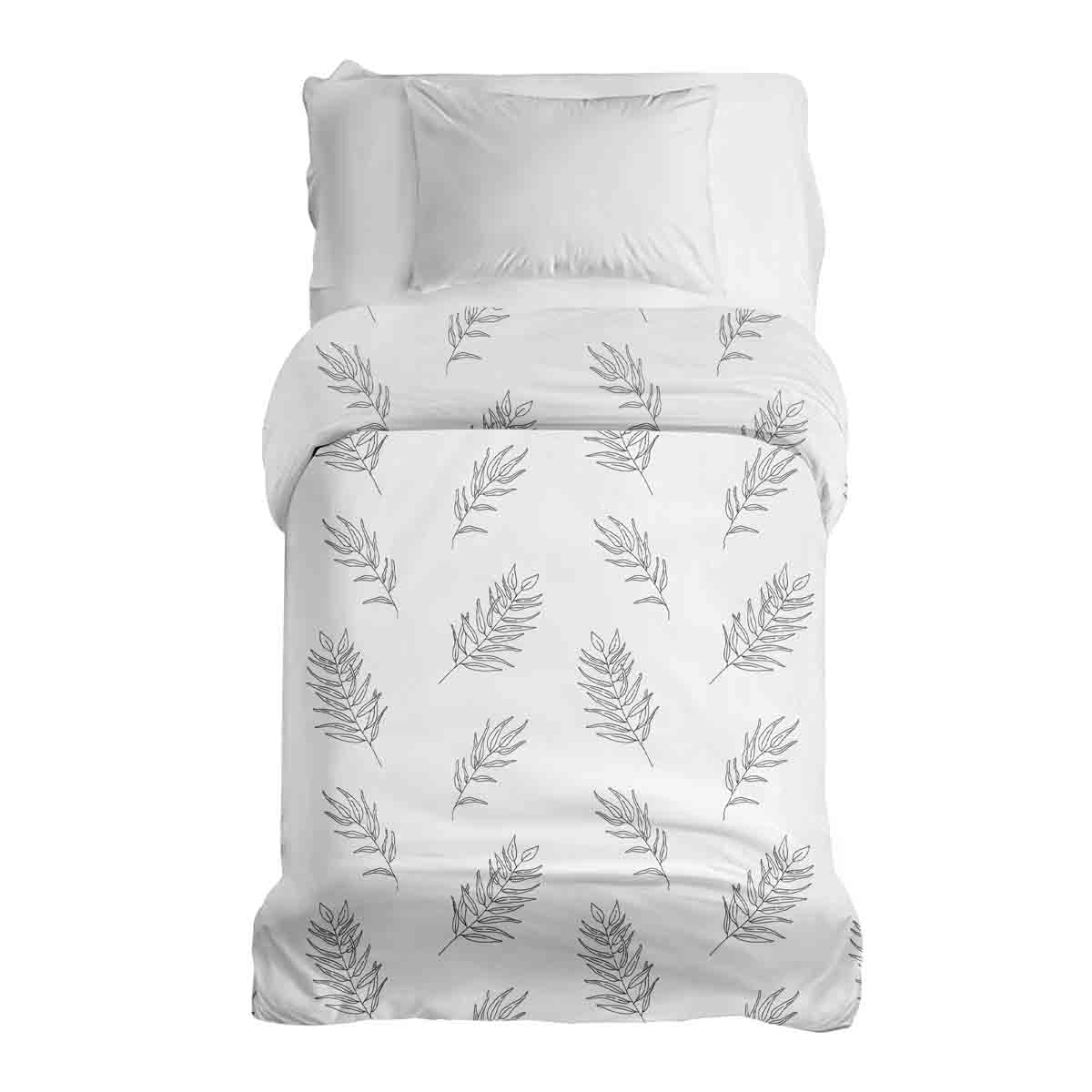Couverture thérapeutique originale - Housse en coton blanc avec branches grises
