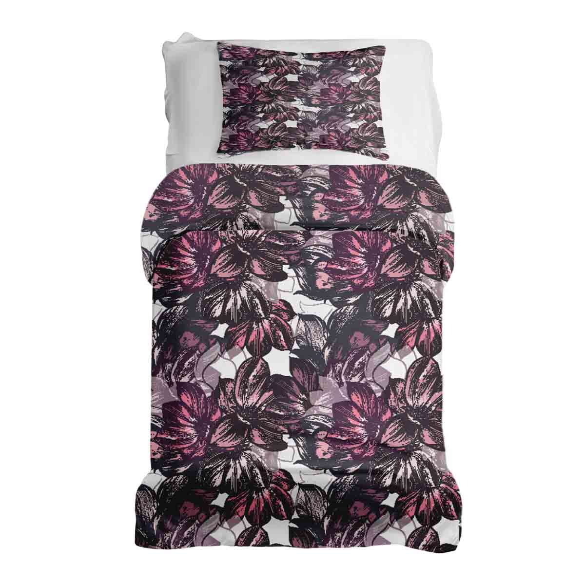 Therapiedekens beddengoed set met paarse bloemenzee