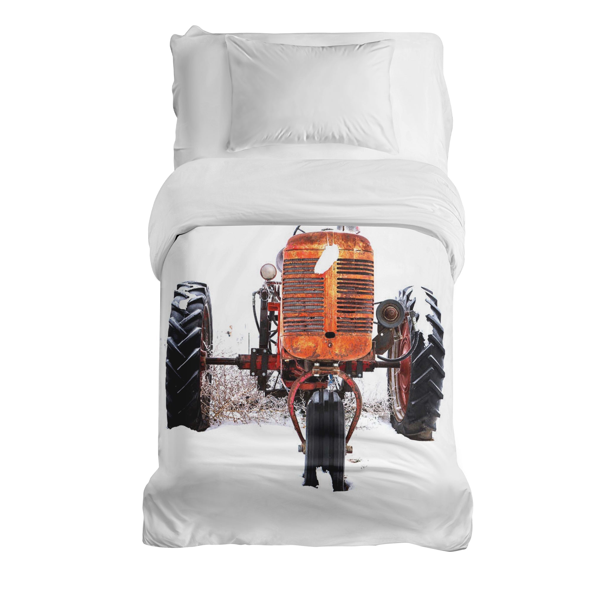 Originele therapiedeken - katoenen hoes tractor in oranje