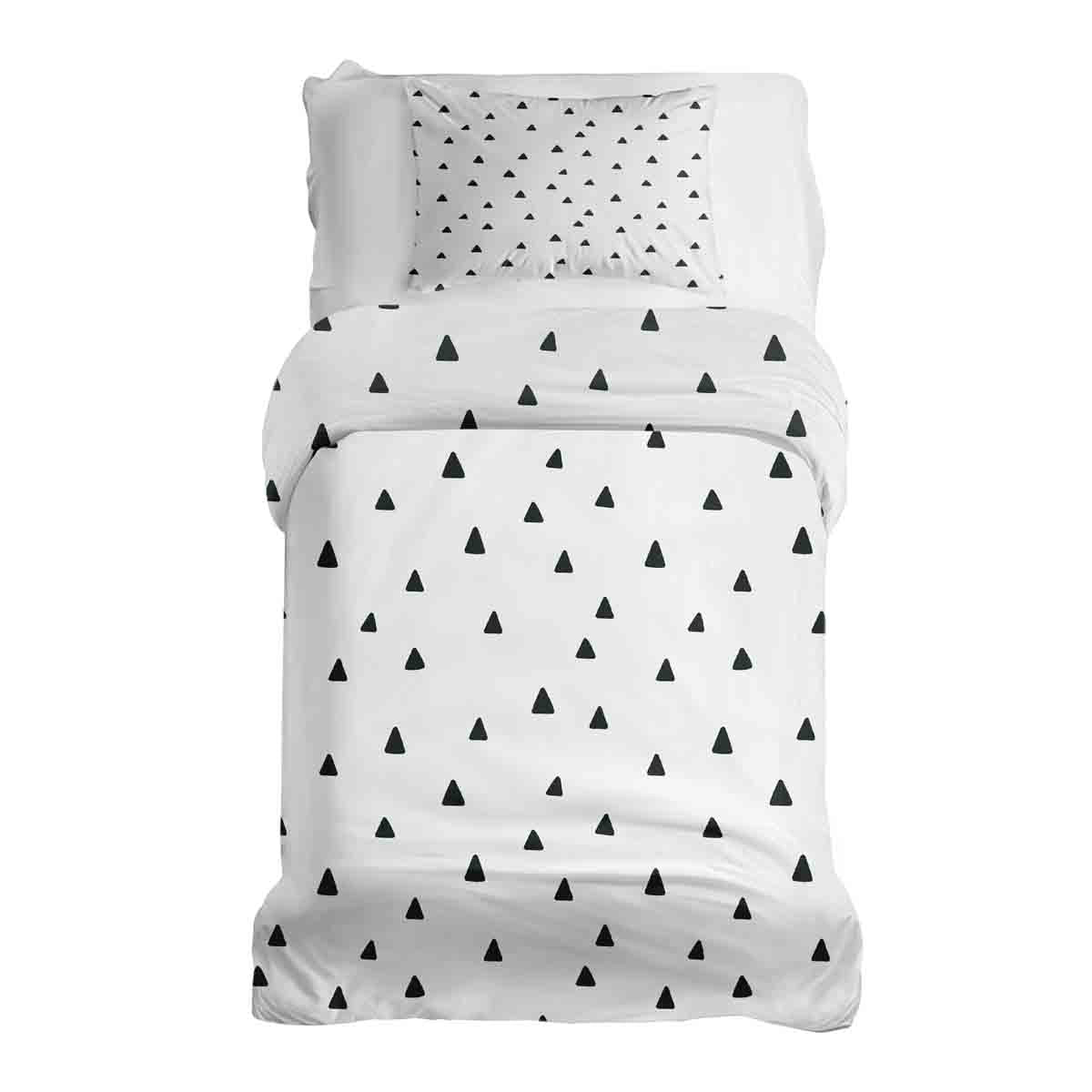 Therapy blankets bedding set white with triangles in black
