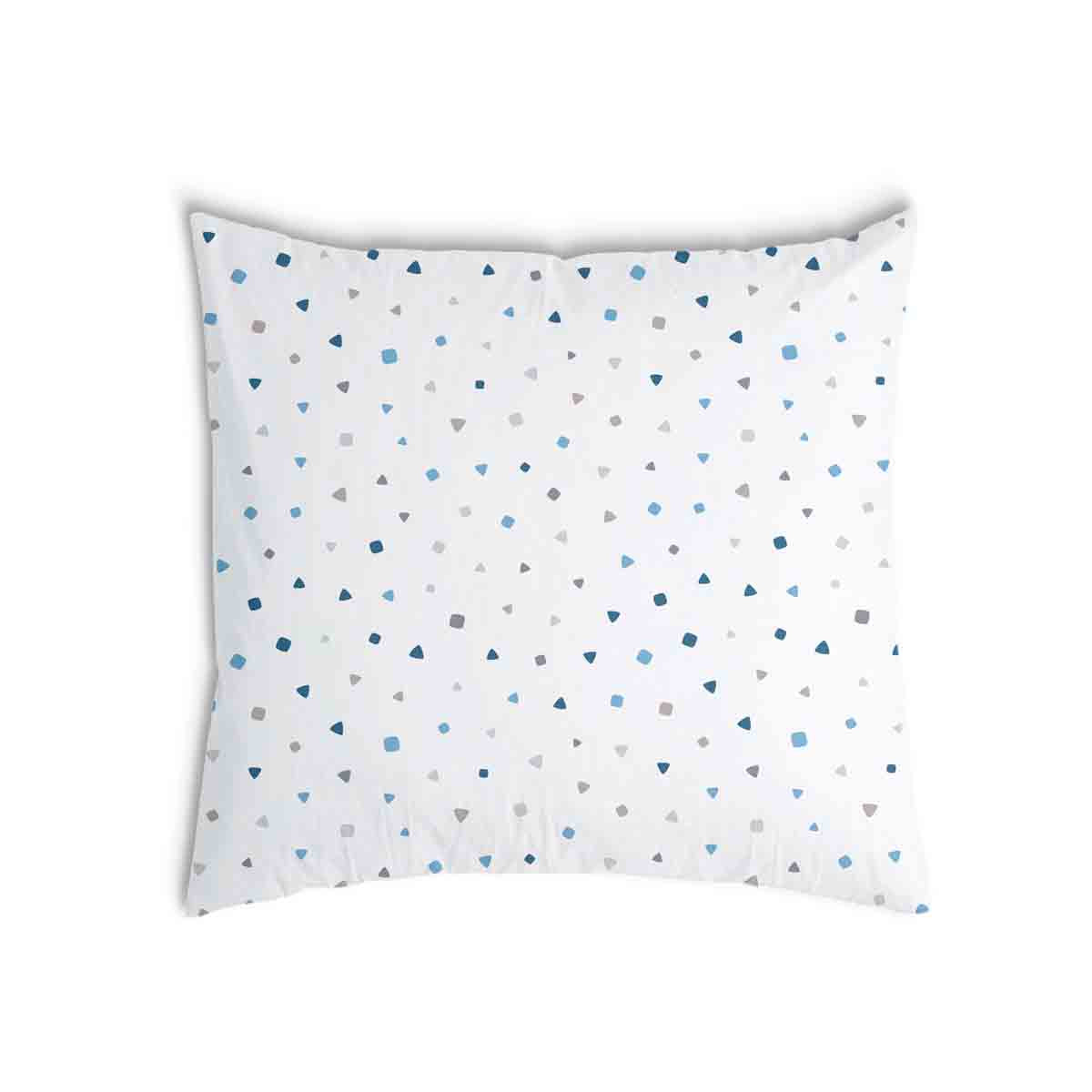 Cuscino sanitario bianco con piccole forme blu