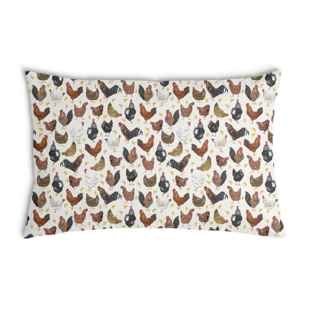 Health pillow white with many chickens