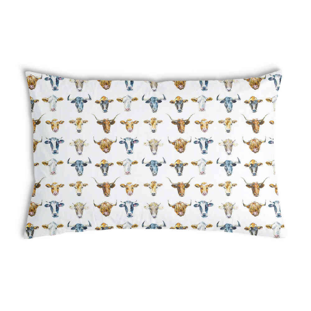 Health pillow white with bull heads