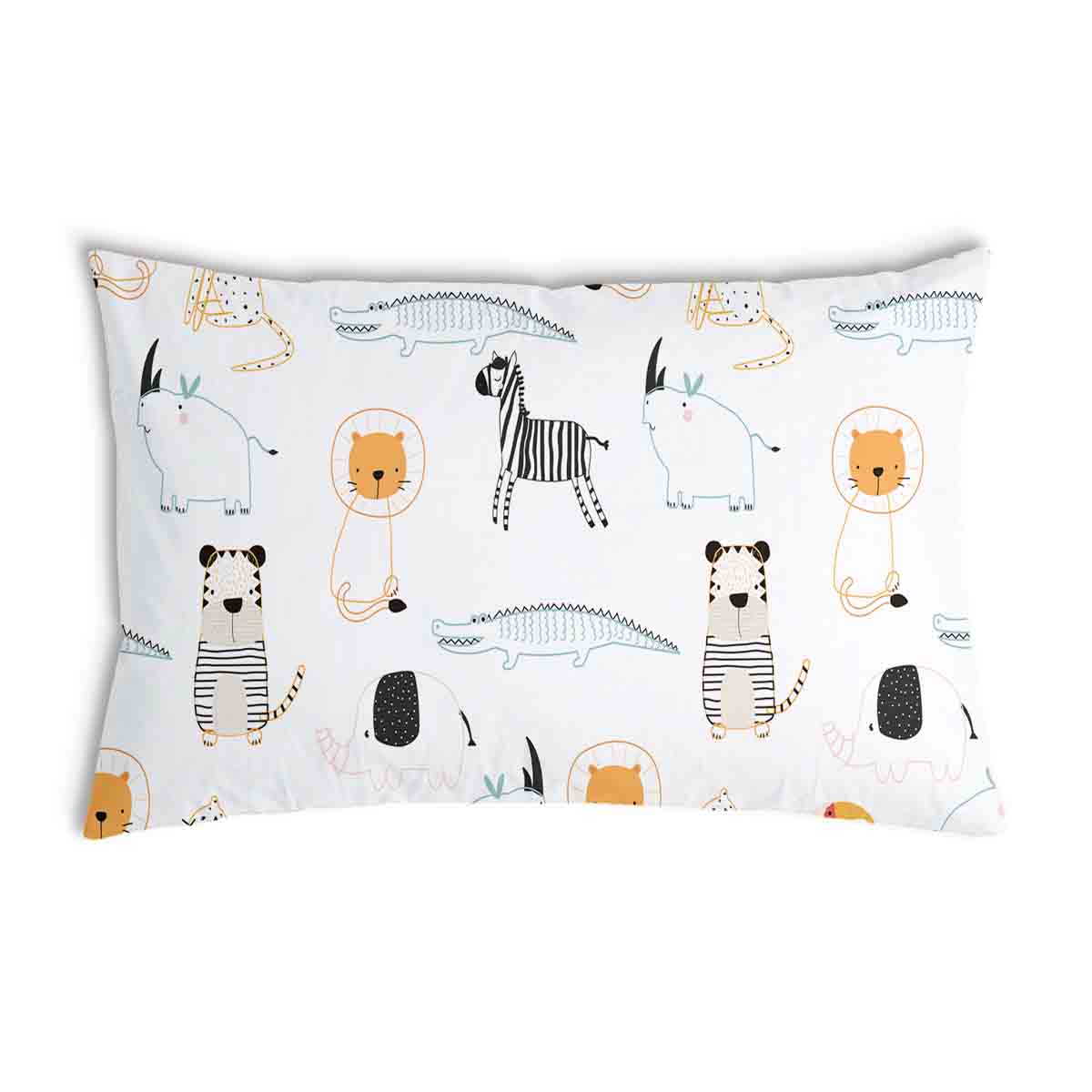 Health pillow white with zoo animals