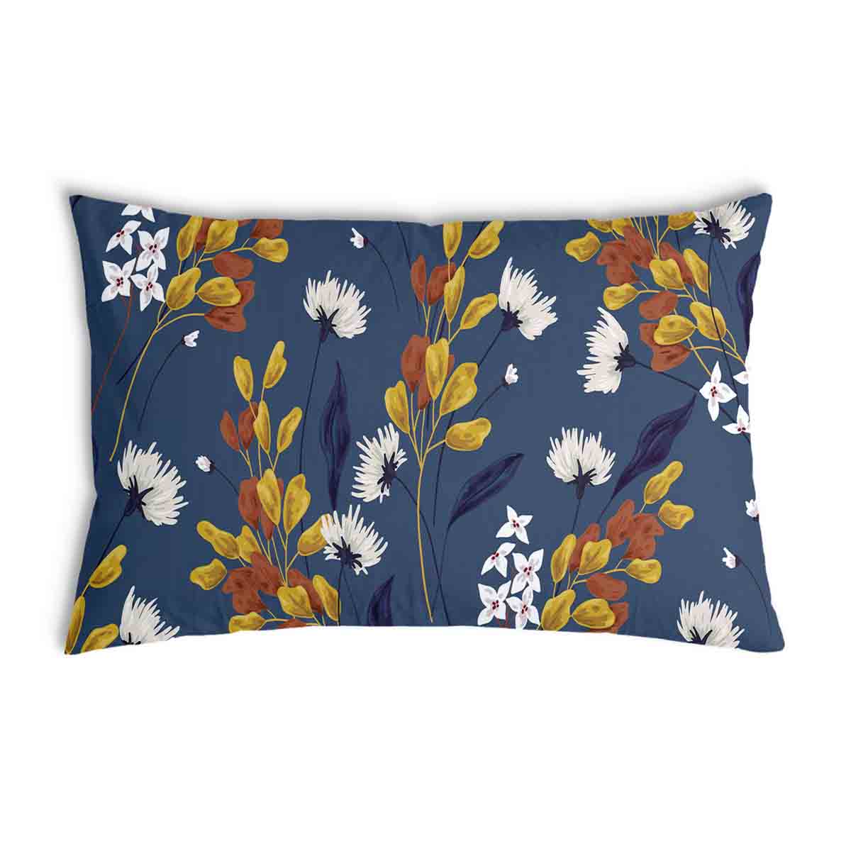 Health Pillow Blue with Bouquet of Flowers