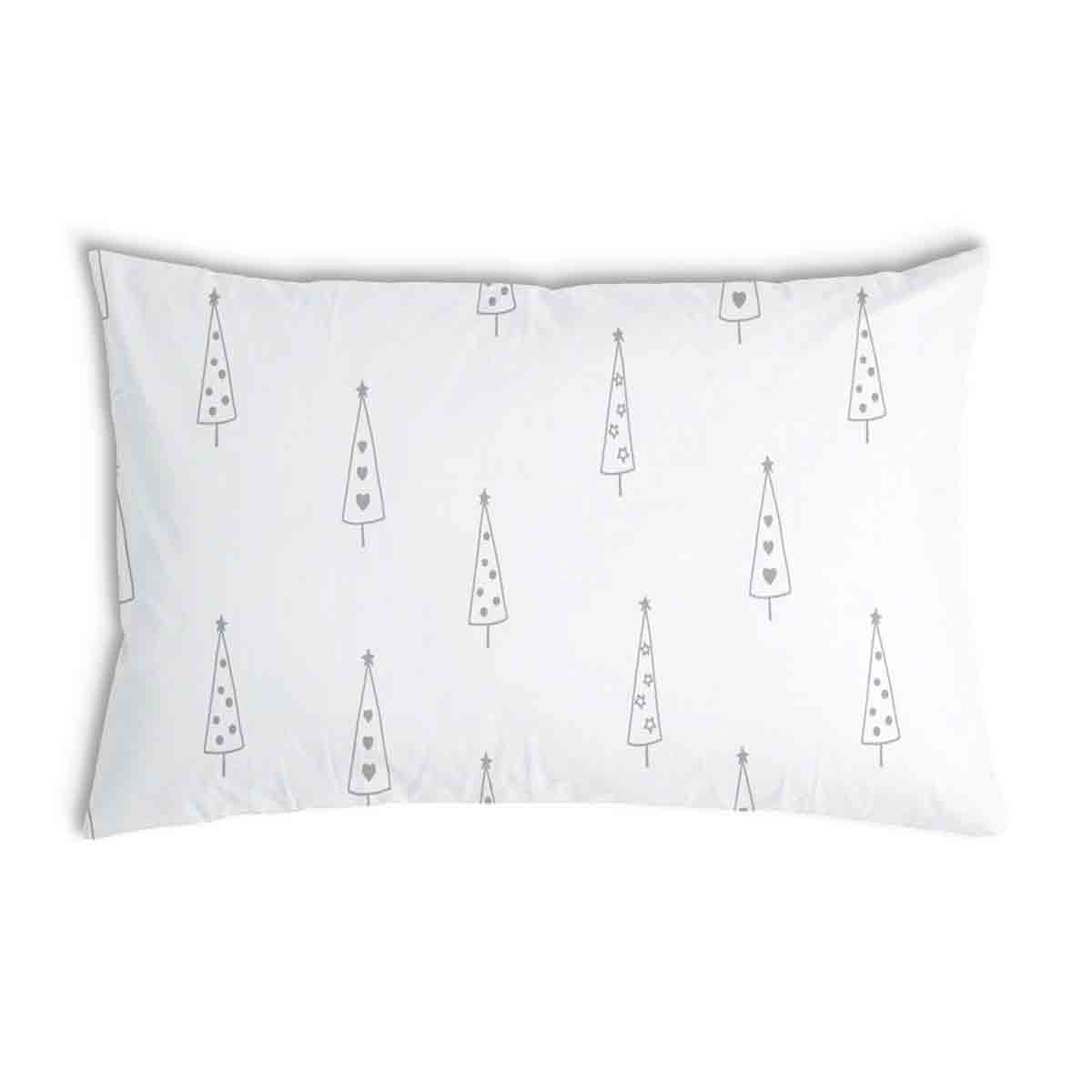 Almohada de salud blanca con abetos grises