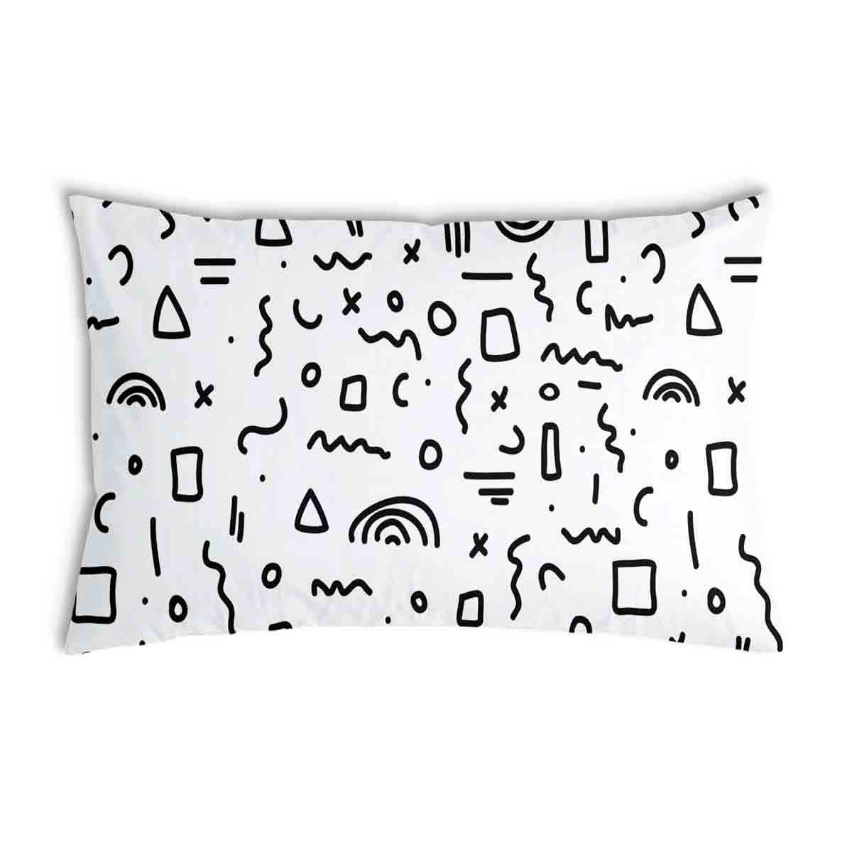 Health pillow white with shapes in black