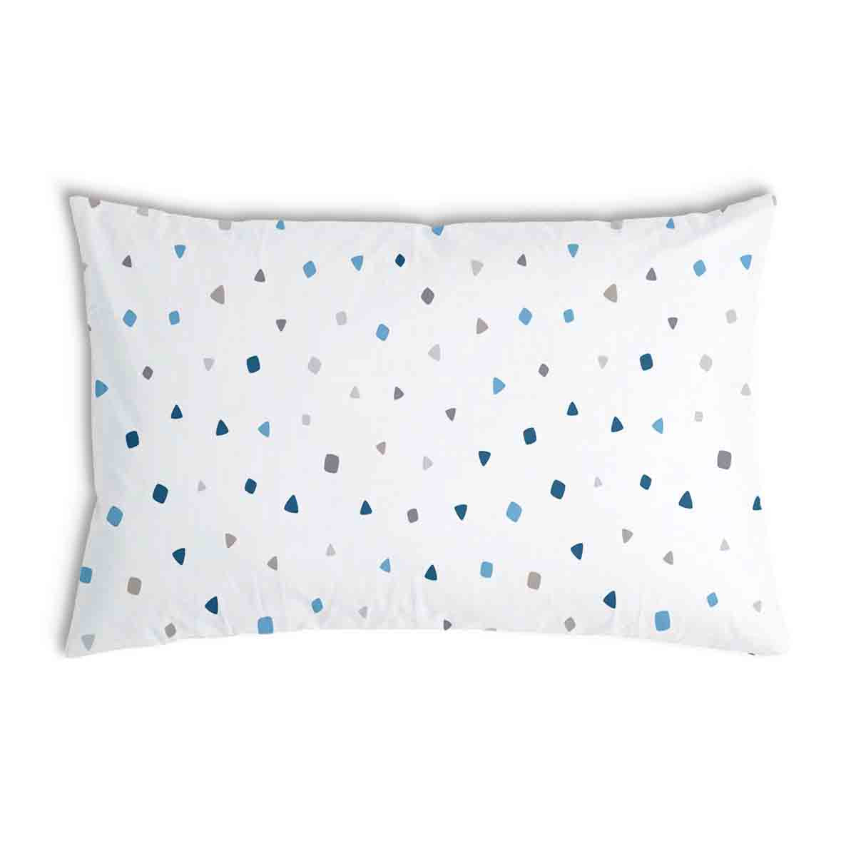 Cuscino sanitario bianco con piccole forme blu