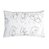 White health pillow with funny clouds
