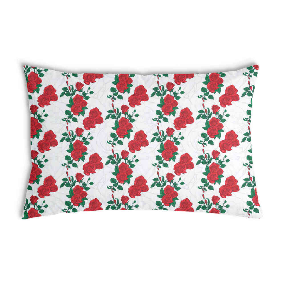 Almohada de salud blanca con arbusto de rosas