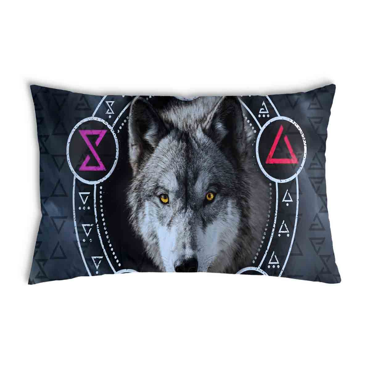 Almohada de salud gris con lobo