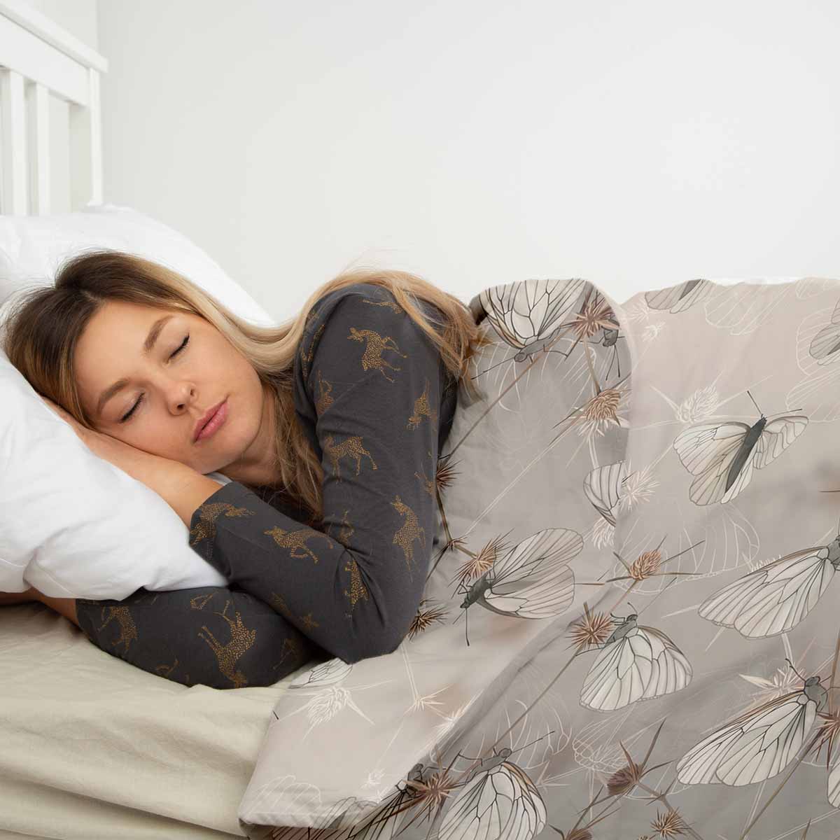 Originele therapiedeken - katoenen hoes beige met motten