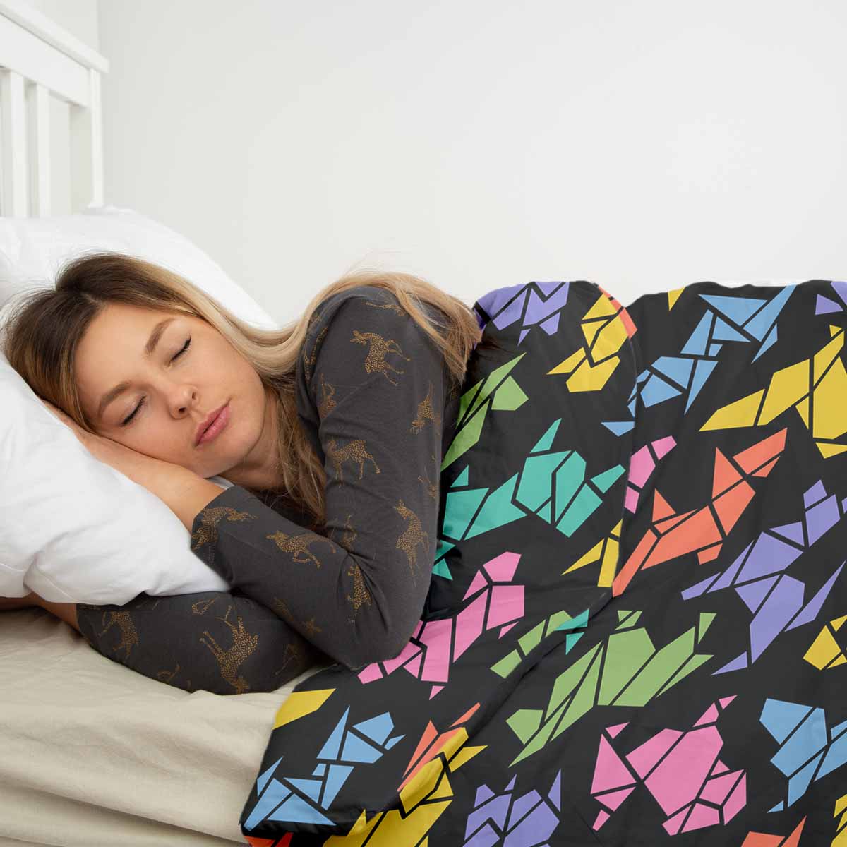 Set biancheria da letto con coperta terapeutica Origami cane