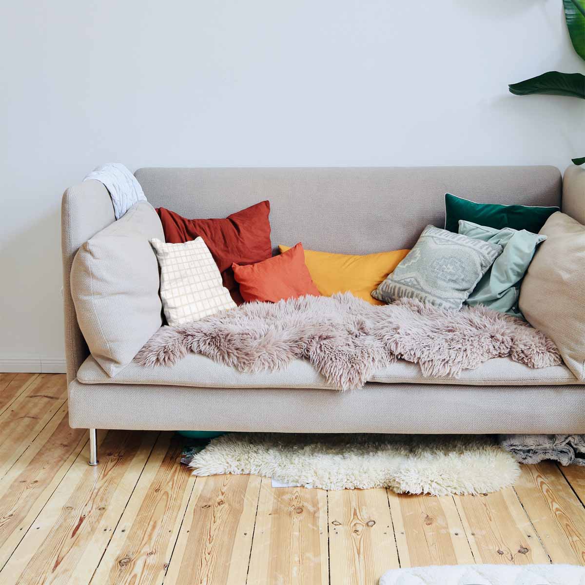 Cuscino salute arancione beige a quadri