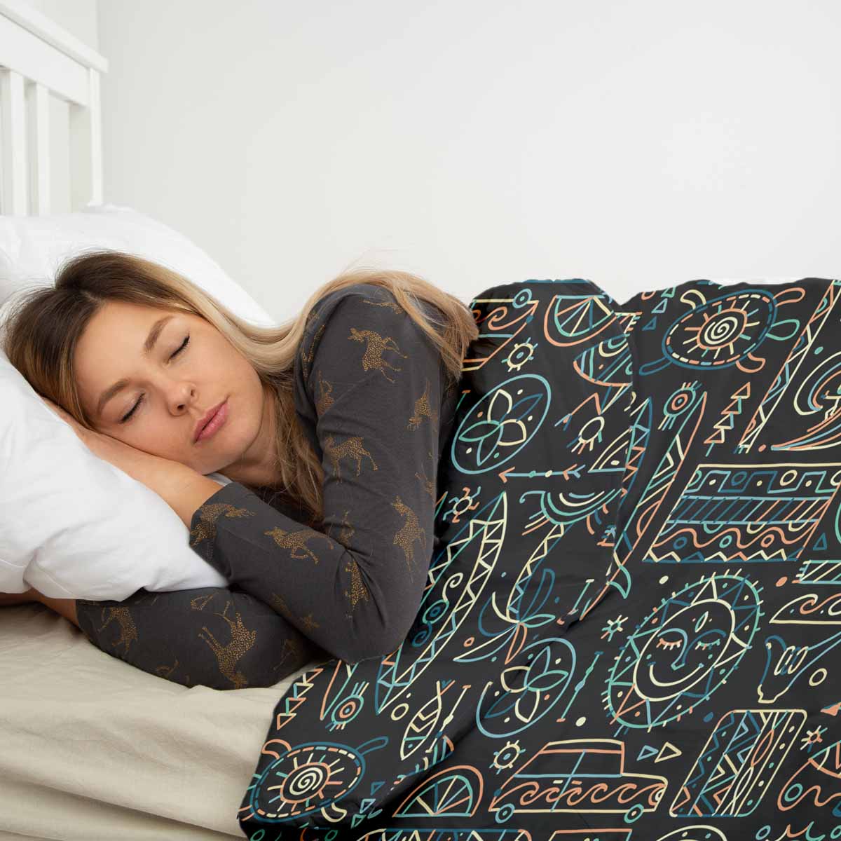 Original therapy blanket - cotton cover with green Hawaii pattern