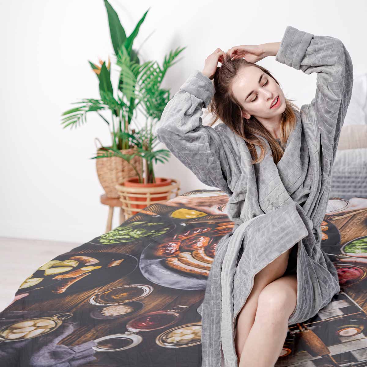 Therapiedekens beddengoedset met worstbord