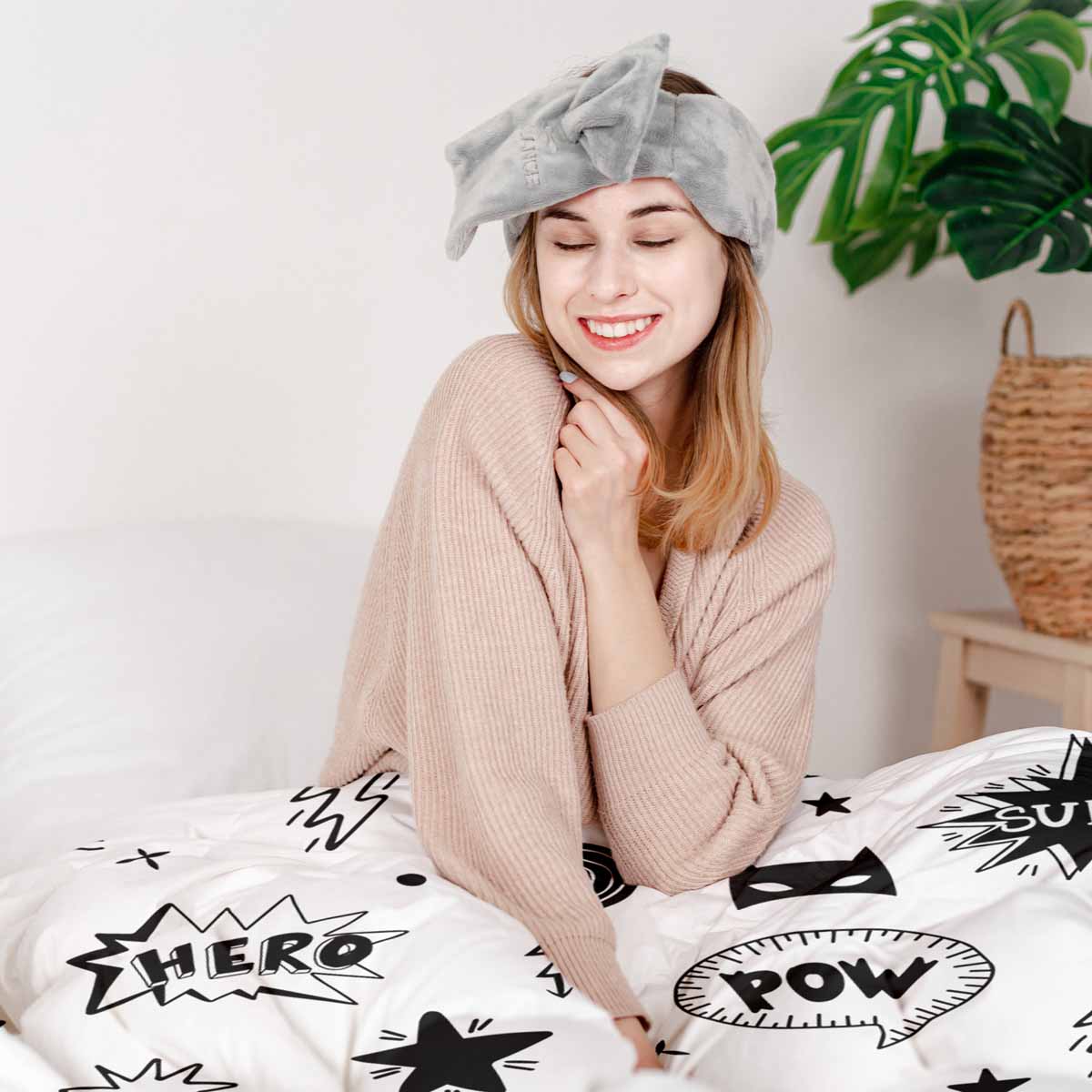 Originele therapiedeken - katoenen hoes wit superhelden