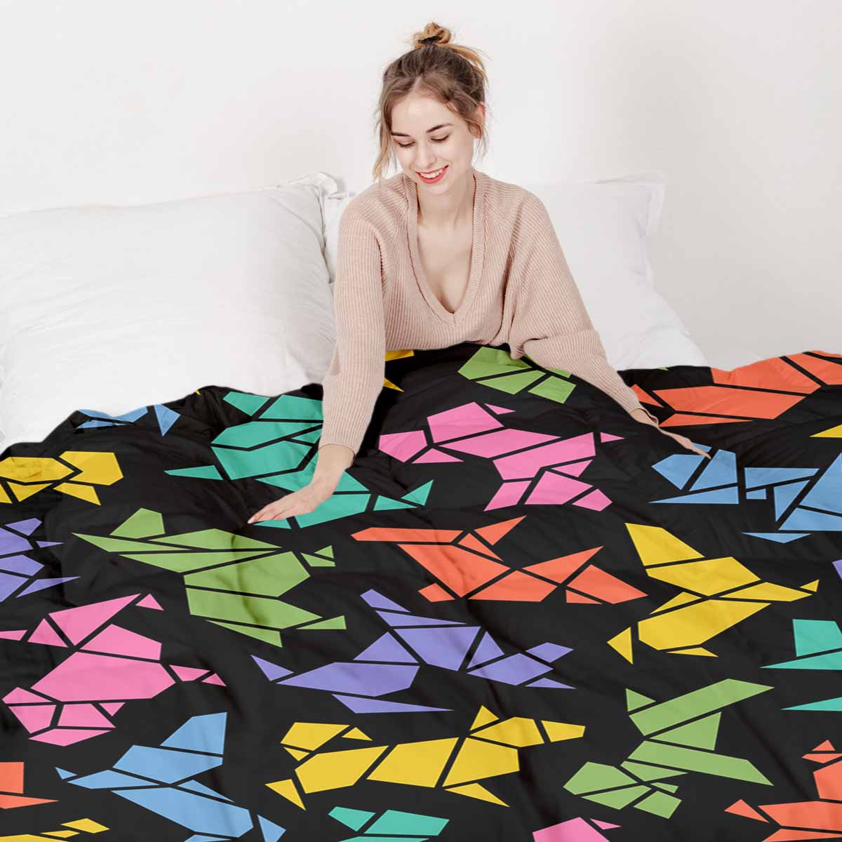 Set biancheria da letto con coperta terapeutica Origami cane