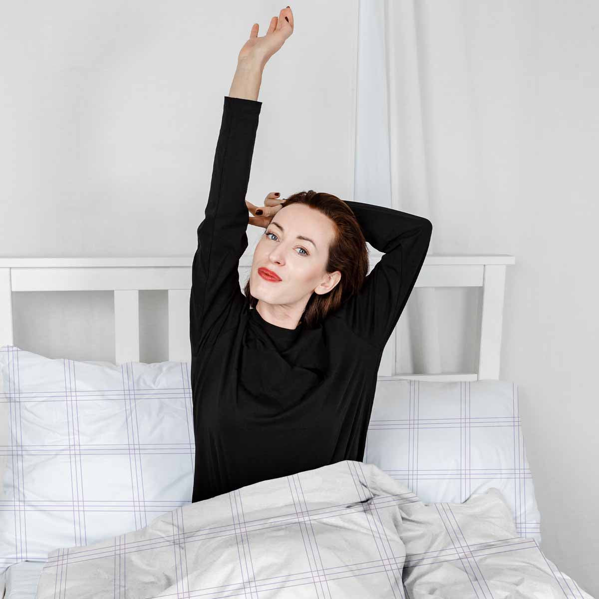 Therapiedekens beddengoed set wit met paarse strepen