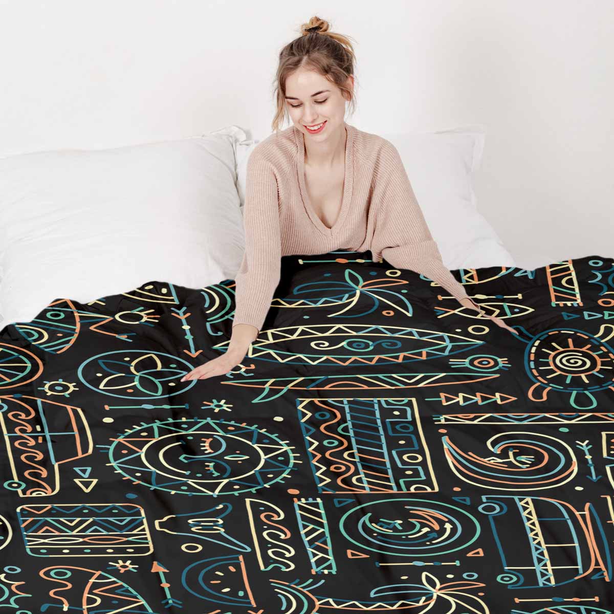 Original therapy blanket - cotton cover with green Hawaii pattern