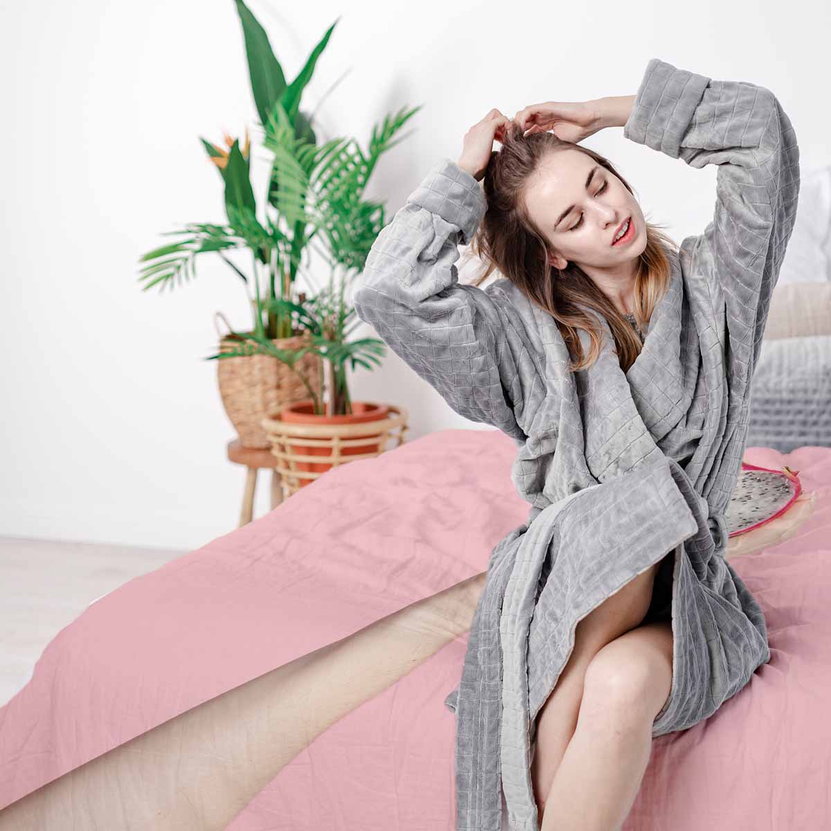 Set di biancheria da letto con coperta terapeutica rosa con frutto del drago