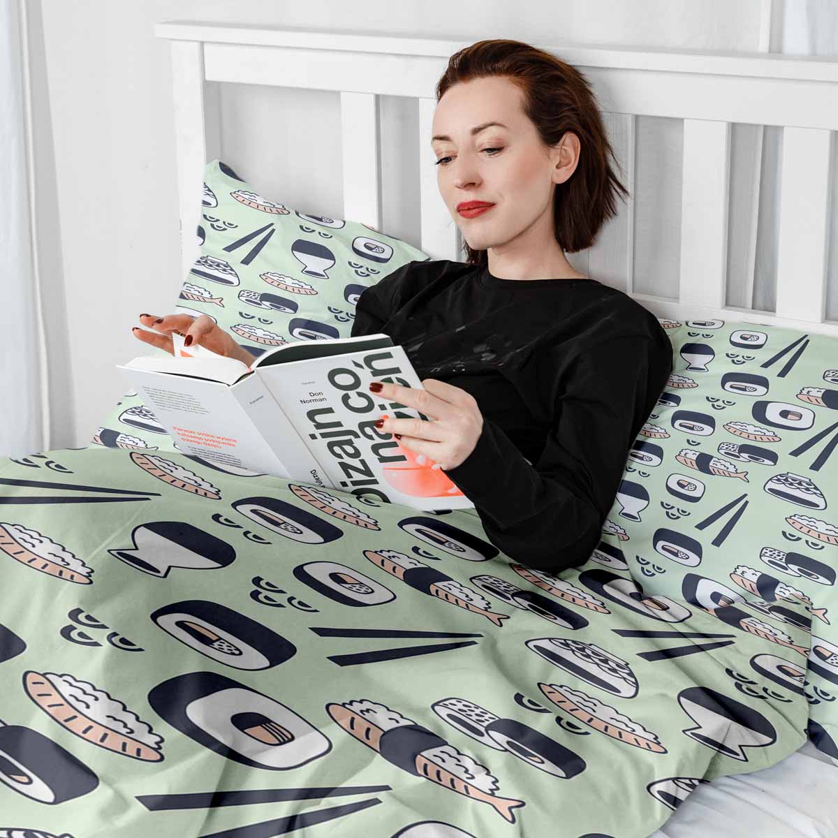 Coperta terapeutica originale - Rivestimento in cotone verde chiaro con sushi