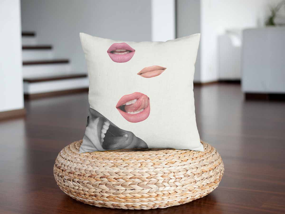 Health Pillow White with Lips