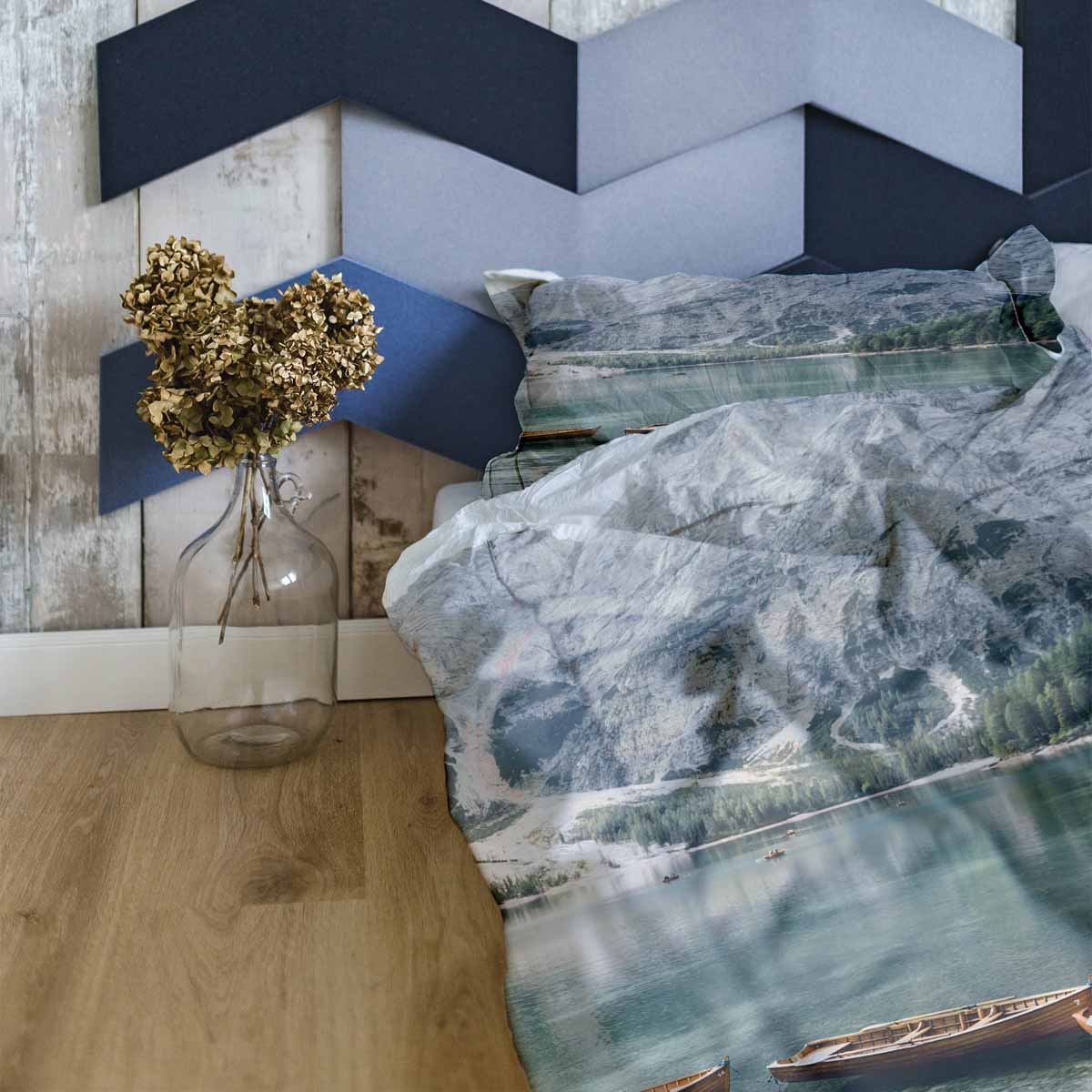 Original therapy blanket - cotton cover lake with boats