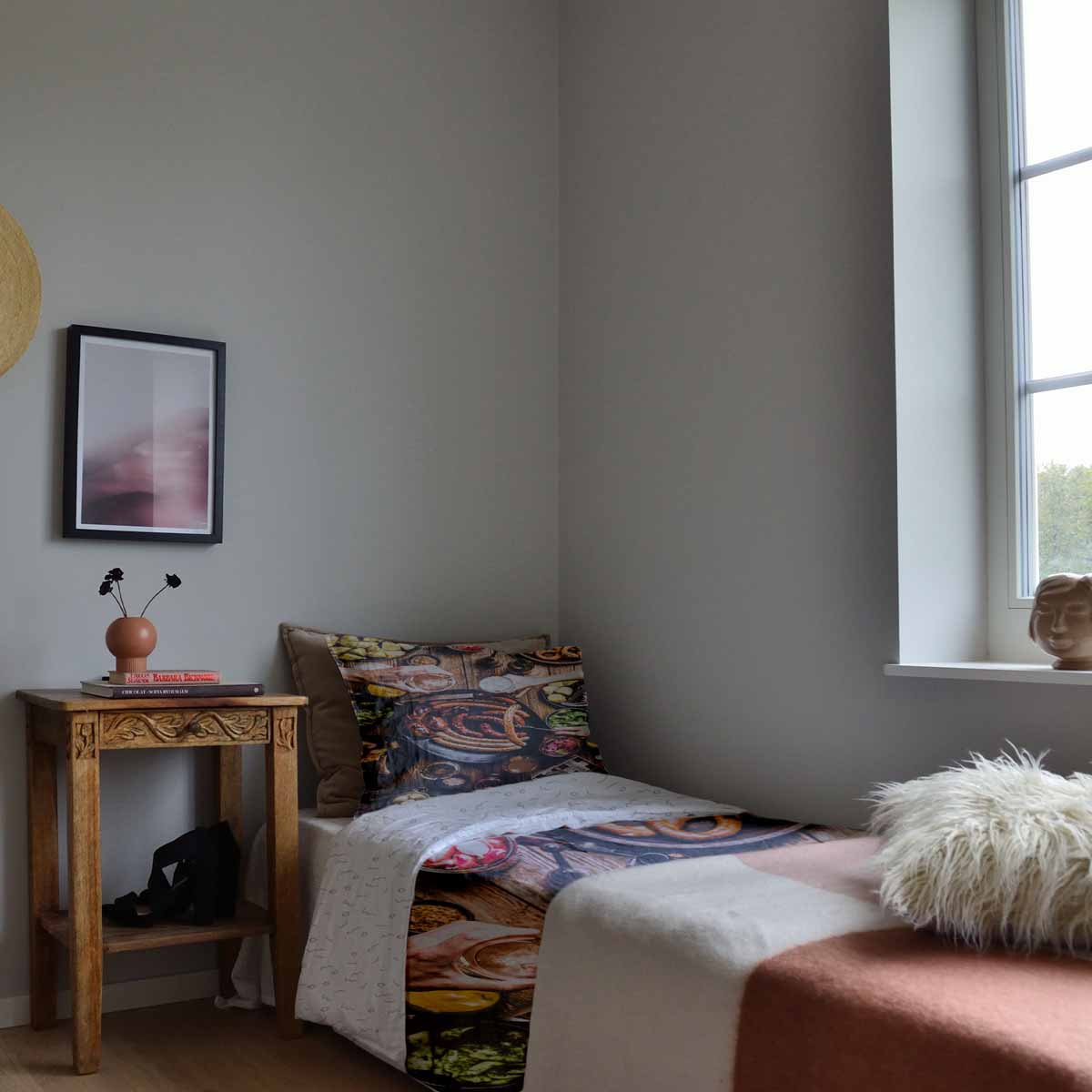 Therapiedekens beddengoedset met worstbord