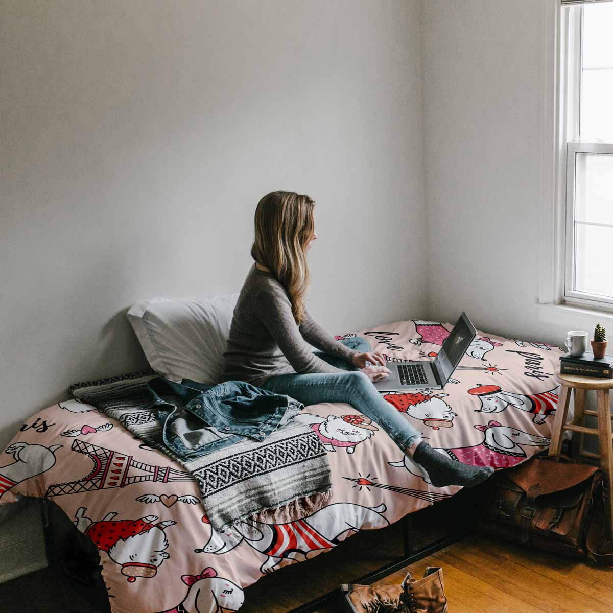 Therapiedekens beddengoed set hond in Parijs