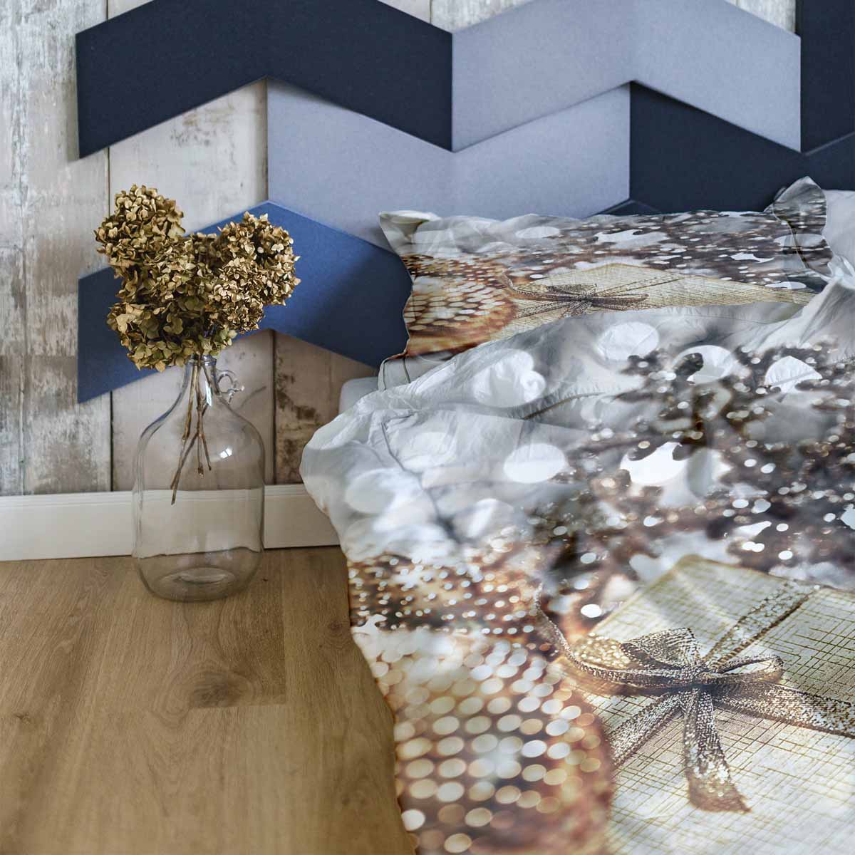 Set de ropa de cama con manta terapéutica y regalo dorado