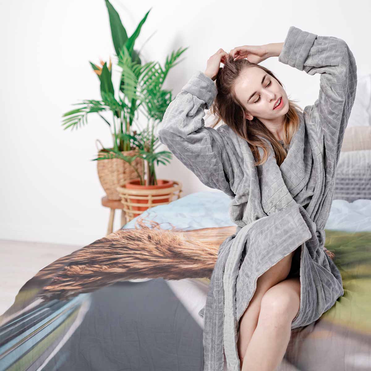 Set di biancheria da letto con coperta terapeutica con cane in auto