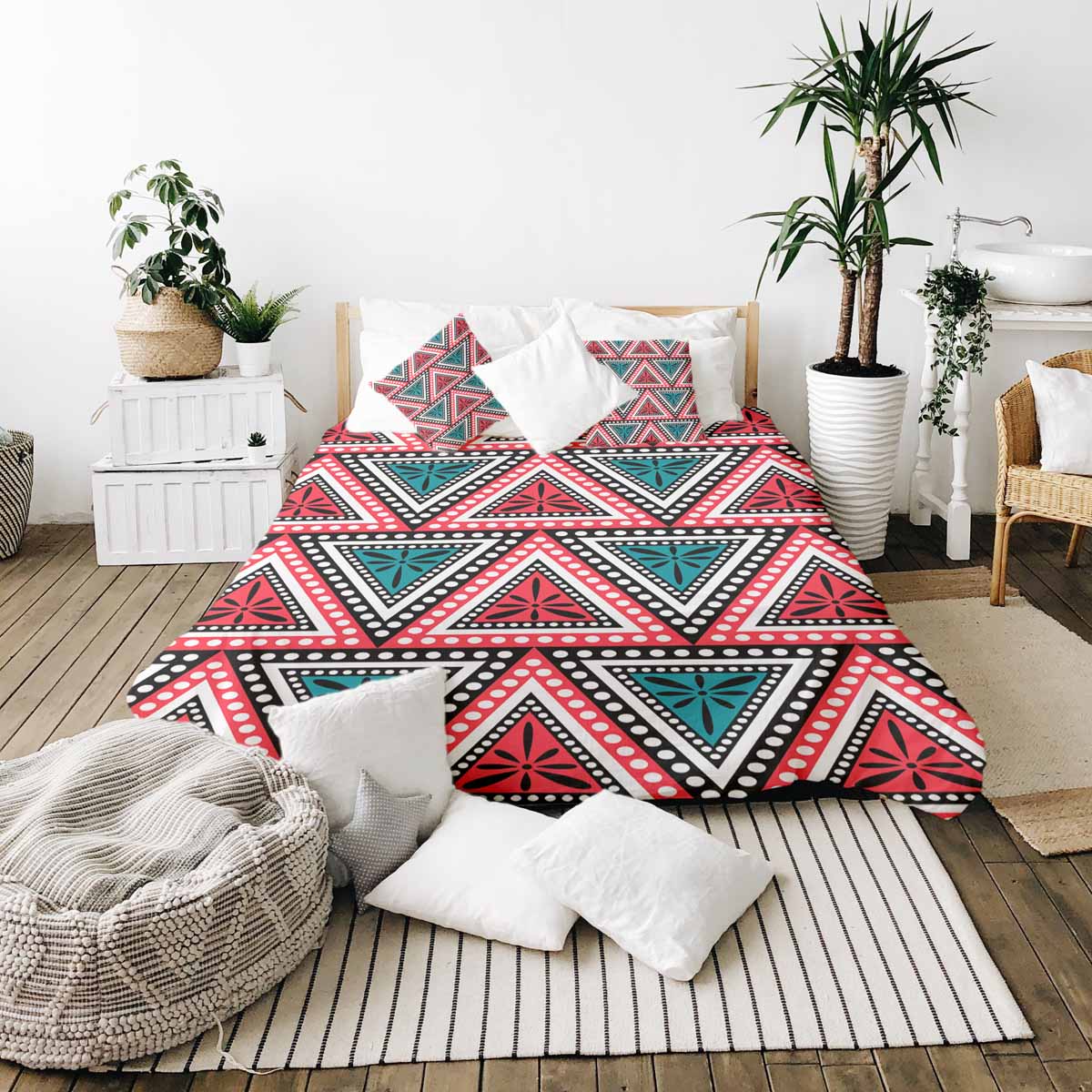 Therapy blankets bedding set with colorful triangles