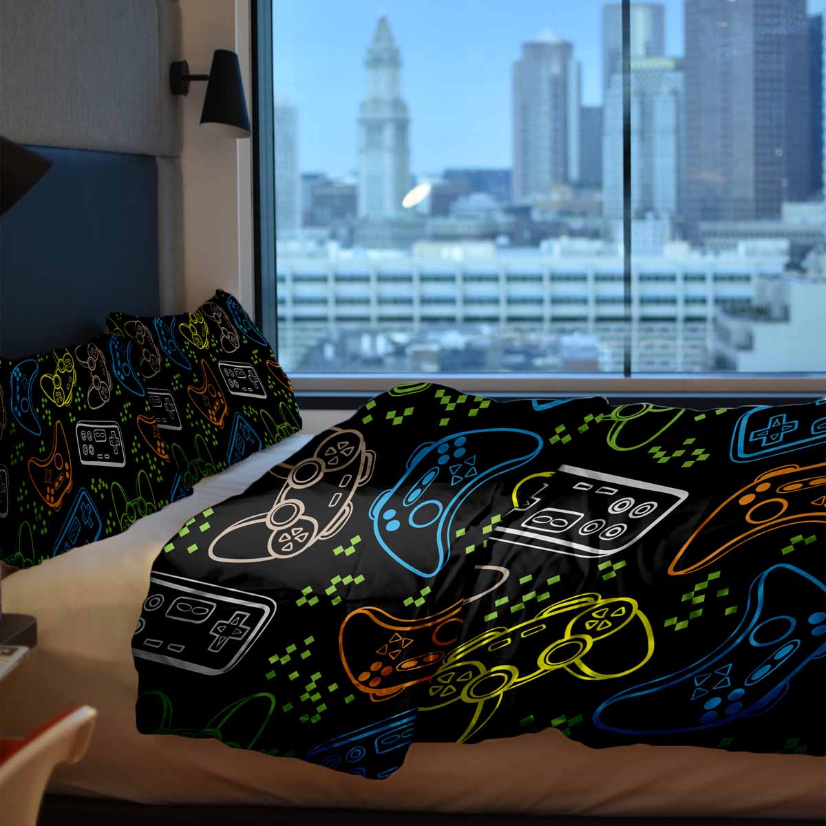 Therapy blankets bedding set black with game consoles
