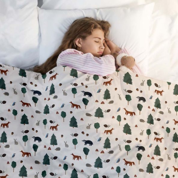 Couverture thérapeutique originale - Housse en coton animaux de la forêt