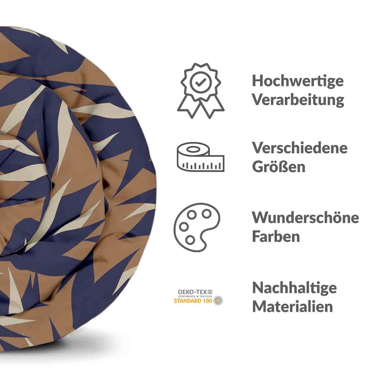 Therapy blankets bedding set brown with blue leaves