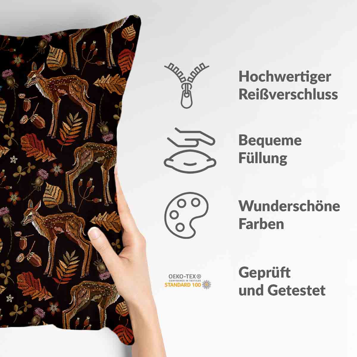 Almohada de salud marrón con ciervo